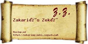 Zakariás Zekő névjegykártya